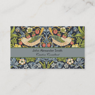 Morris Strawberry Thief Navy Blue Vintage Fine Art Business Card