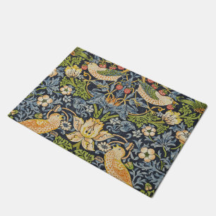 Morris Strawberry Thief Navy Blue Vintage Fine Art Doormat