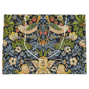 Morris Strawberry Thief Navy Blue Vintage Fine Art Large Gift Bag