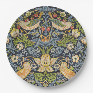Morris Strawberry Thief Navy Blue Vintage Fine Art Paper Plate