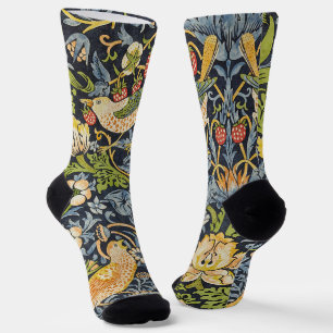 Morris Strawberry Thief Navy Blue Vintage Fine Art Socks