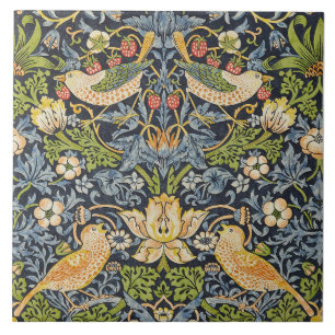 Morris Strawberry Thief Navy Blue Vintage Fine Art Tile