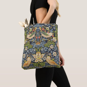 Morris Strawberry Thief Navy Blue Vintage Fine Art Tote Bag