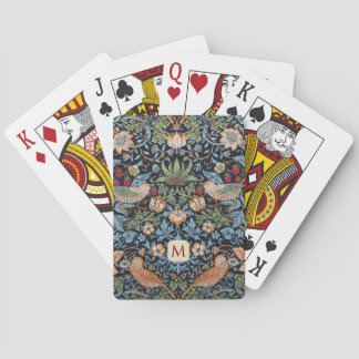 Morris Strawberry Thief Pattern with Monogram Playing Cards