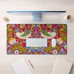 Morris Strawberry Thief Raspberry Red Lime Floral Desk Mat
