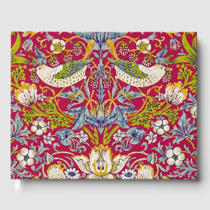 Morris Strawberry Thief Raspberry Red Lime Floral Guest Book