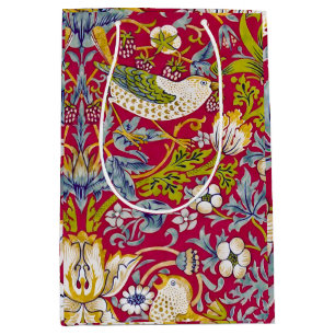 Morris Strawberry Thief Raspberry Red Lime Floral Medium Gift Bag