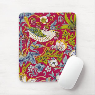 Morris Strawberry Thief Raspberry Red Lime Floral Mouse Mat