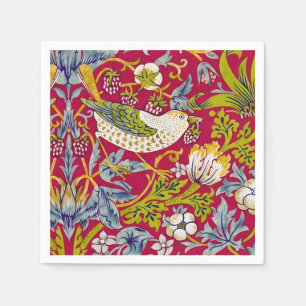 Morris Strawberry Thief Raspberry Red Lime Floral Napkin