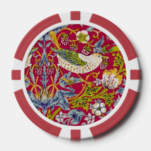 Morris Strawberry Thief Raspberry Red Lime Floral Poker Chips