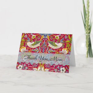 Morris Strawberry Thief Raspberry Red Lime Floral Thank You Card