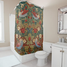 Morris Strawberry Thief Teal Green Red Floral Art
