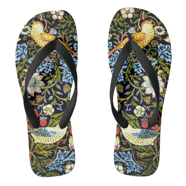 Morris - Strawberry Thief, vintage pattern Flip Flops (Footbed)
