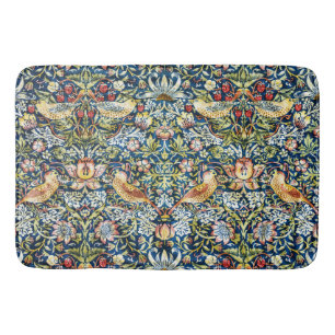 Morris Strawberry Thief Yellow Ivory Slate Blue Bath Mat