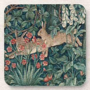 Morris Tapestry Forest Rabbits  Beverage Coaster