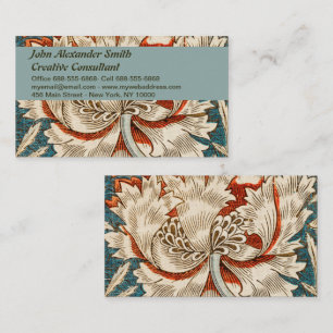 Morris Teal Blue Honeysuckle Floral Wallpaper Business Card