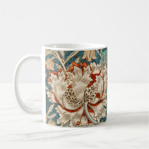 Morris Teal Blue Honeysuckle Floral Wallpaper Coffee Mug