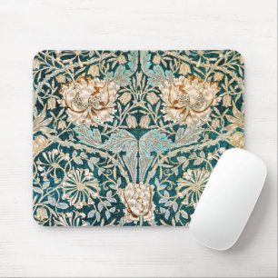 Morris Teal Blue Honeysuckle Floral Wallpaper Mouse Mat