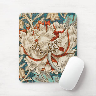 Morris Teal Blue Honeysuckle Floral Wallpaper Mouse Mat
