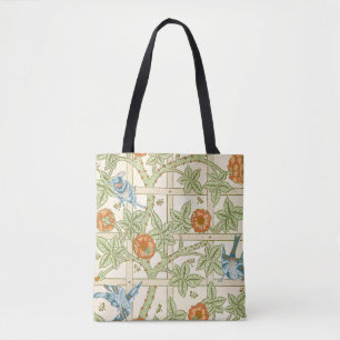 Morris' Trellis 1862 Vintage Flower & Bird Pattern Tote Bag