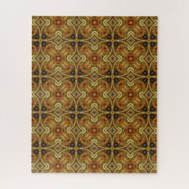 Morris Victorian Art Deco Mediaeval Pattern Gold Jigsaw Puzzle (Vertical)