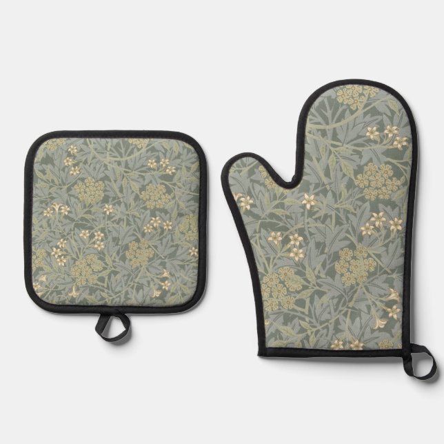 Morris Vine & Jasmine Garden Flower Classic Oven Mitt & Pot Holder Set (Front)