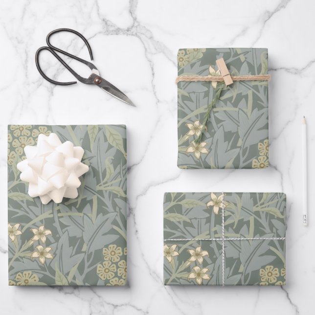 Morris Vine & Jasmine Garden Flower Classic Wrapping Paper Sheet (Front)