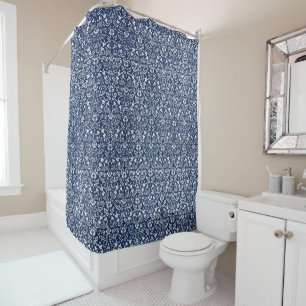 Morris Vintage 1882 Blue Background Flower Pattern Shower Curtain