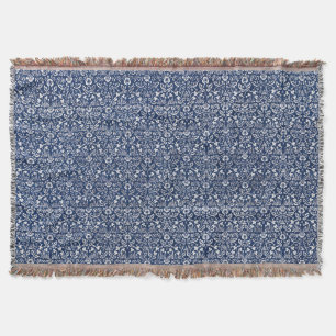 Morris Vintage 1882 Blue Background Flower Pattern Throw Blanket