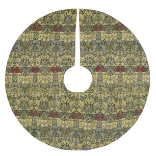 Morris Vintage 1890 Tulip & Rose Pattern Golden Brushed Polyester Tree Skirt