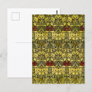 Morris Vintage 1890 Tulip & Rose Pattern Golden Postcard
