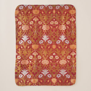 Morris - Vintage 1893 Rose & Lily Flower Pattern Sherpa Blanket