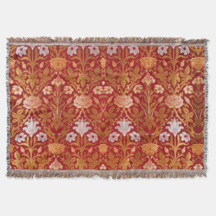 Morris - Vintage 1893 Rose & Lily Flower Pattern Throw Blanket