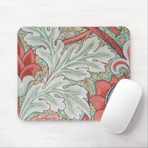 Morris Vintage Foliage & Floral Pattern Red Style Mouse Mat