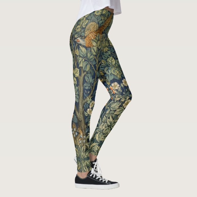 Morris Vintage Pheasant squirrel & Flower Pattern Leggings (Right)