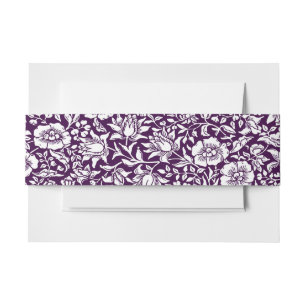 Morris Vintage Purple & White Floral Pattern Invitation Belly Band