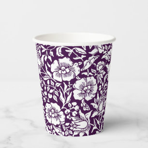 Morris Vintage Purple & White Floral Pattern Paper Cups