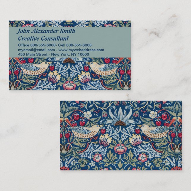 Morris - Vintage Strawberry Thief Floral Pattern Business Card (Front/Back)