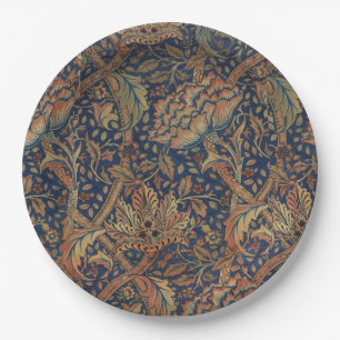 Morris vintage windrush embroidery Floral Pattern Paper Plate