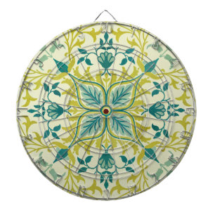 Morris Yellow Turquoise Vine & Flower Pattern Dartboard