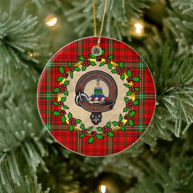 Morrison  Badge & Tartan Personalised Christmas Ceramic Tree Decoration (Tree)