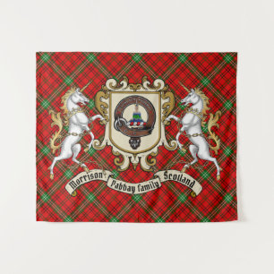 Morrison Clan Badge & Unicorns w/Tartan  Tapestry