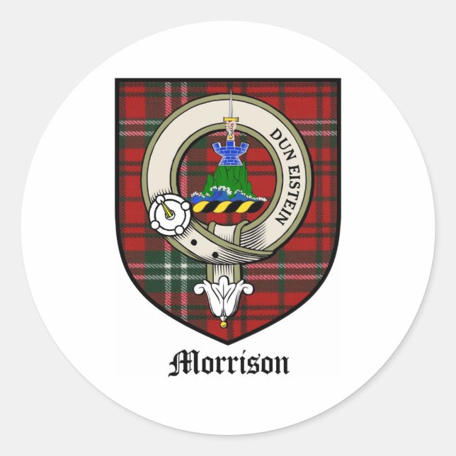 Morrison Clan Crest Badge Tartan Classic Round Sticker (Front)