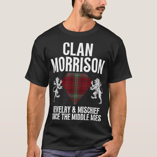 Morrison Clan Scottish Name Coat Of Arms Tartan Fa T-Shirt (Front)