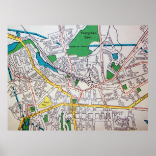 Morristown, NJ Vintage Map Poster