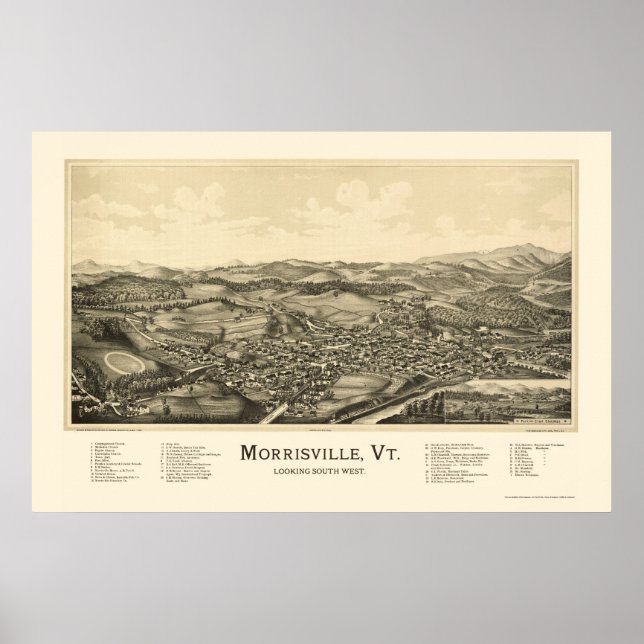 Morrisville, VT Panoramic Map - 1889 Poster (Front)