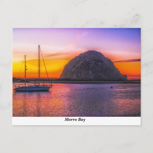 Morro Bay At Sunset Postcard (Front)
