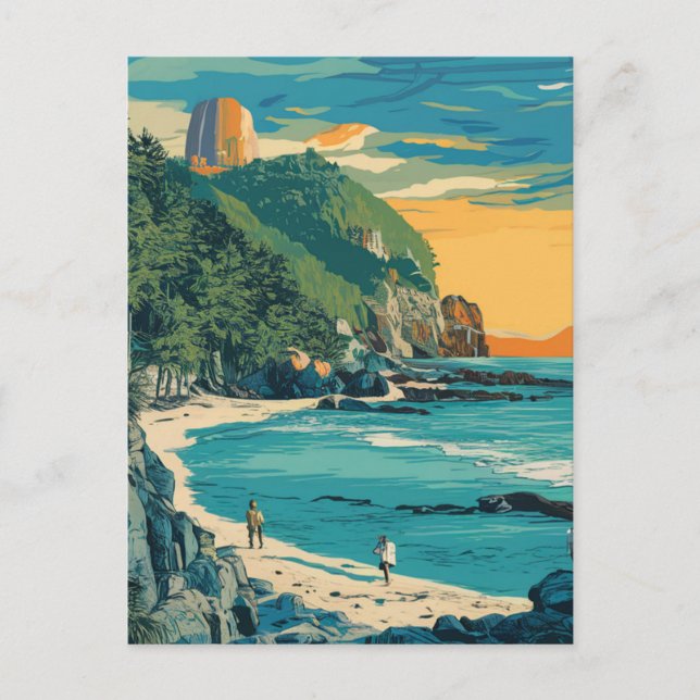 Morro Bay Beach California Painting Postcard (Front)