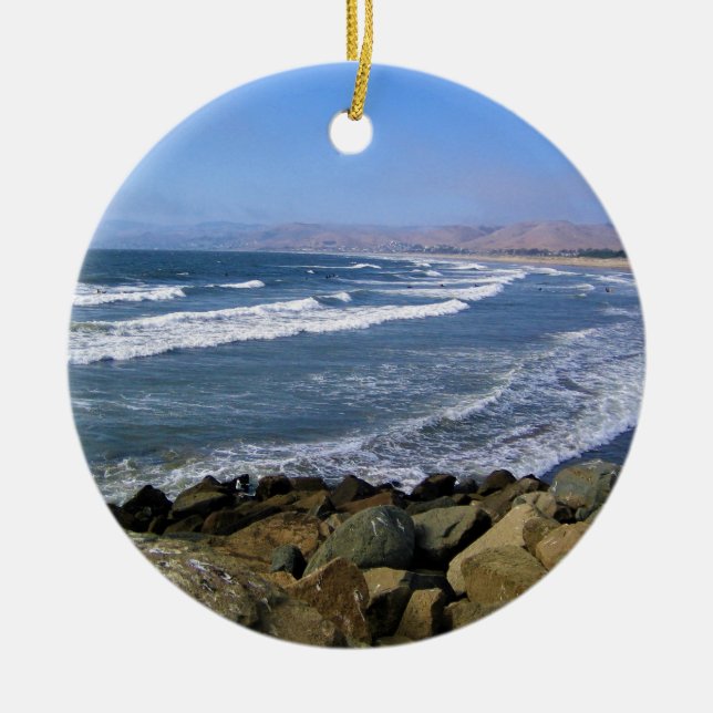 Morro Bay, California Ceramic Tree Decoration (Front)