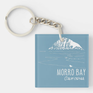 Morro Bay California Morro Rock Art Key Ring